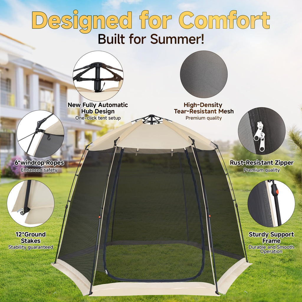 Alvantor Screen House Gazebo, 4-6 Person Pop Up Screen Tent, Instant Screen Room With Carry Bag, Outdoor Mosquito Tent Camping,