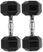 Signature Fitness Rubber Encased Hex Dumbbell, 20Lb Pair