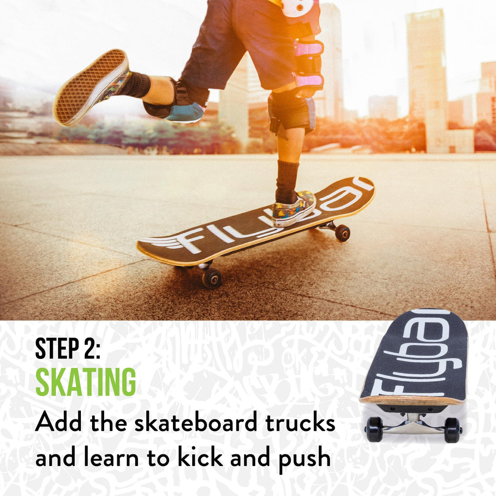 Flybar 3 in-1 Learn to Skate - Complete Skateboard for Beginners, Balance Board, Skateboard Accessories, Learn Skate Tricks Fast