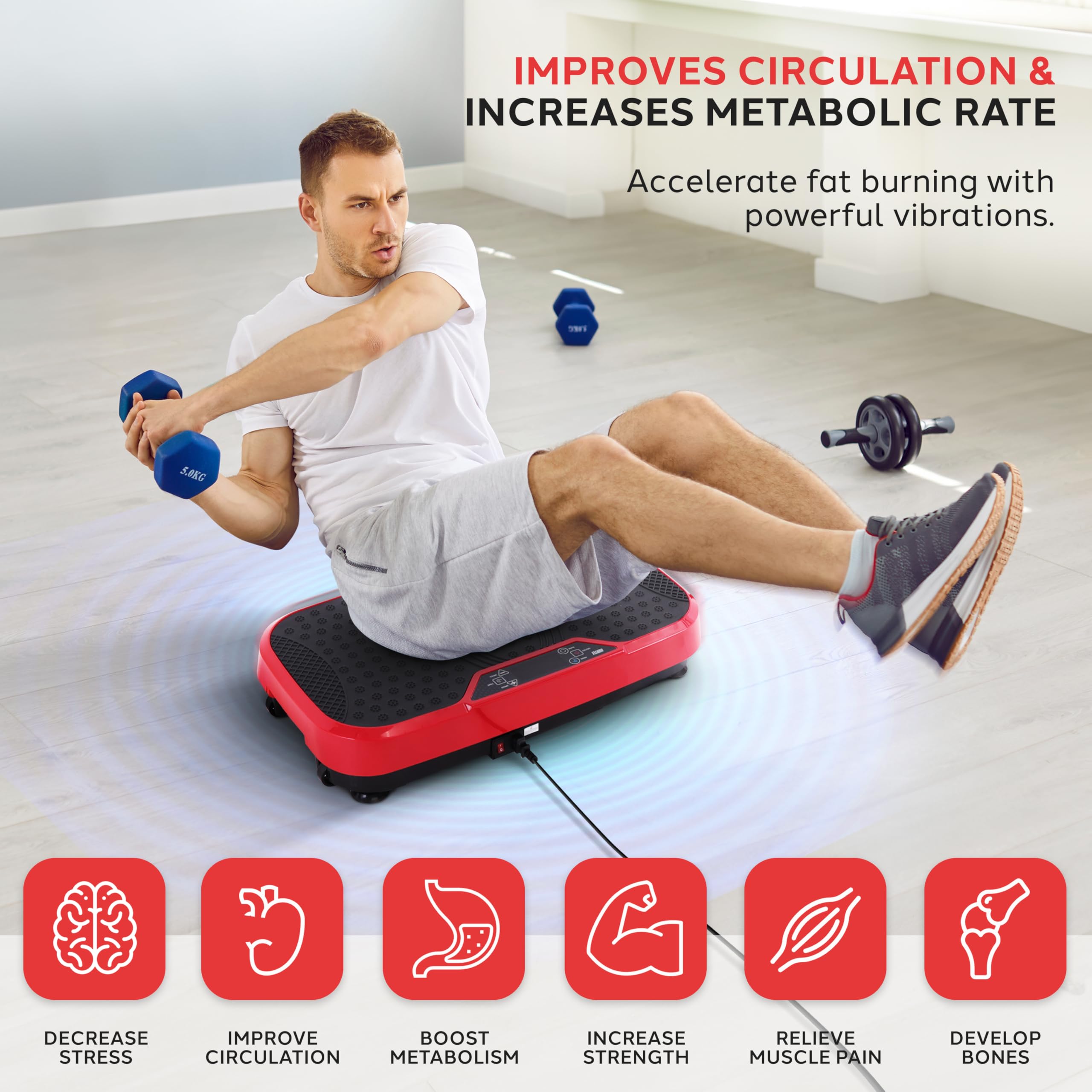 Hurtle Fitness Vibration Platform Machine - Home Gym Whole Body Shaker Exercise Machine Workout Trainer Fast Weight Loss with Re