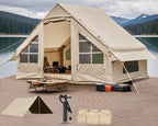 4-6 Person Inflatable Cabin Camping Tent With Canopy, Picnic Blanket - Waterproof, Easy Setup