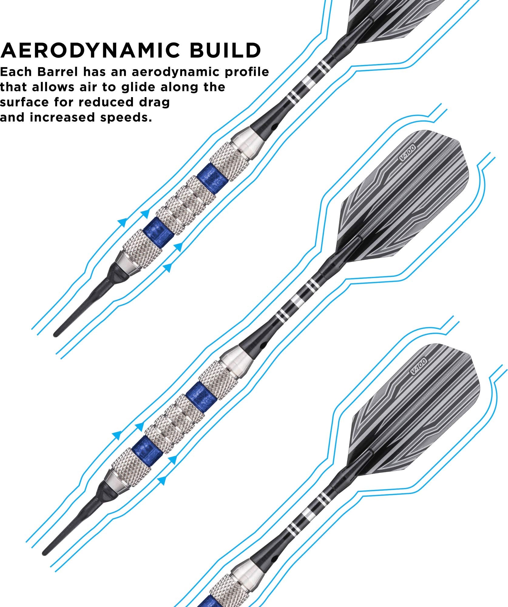 Viper Wind Runner Soft Tip Darts, Blue Rings, 18 Grams