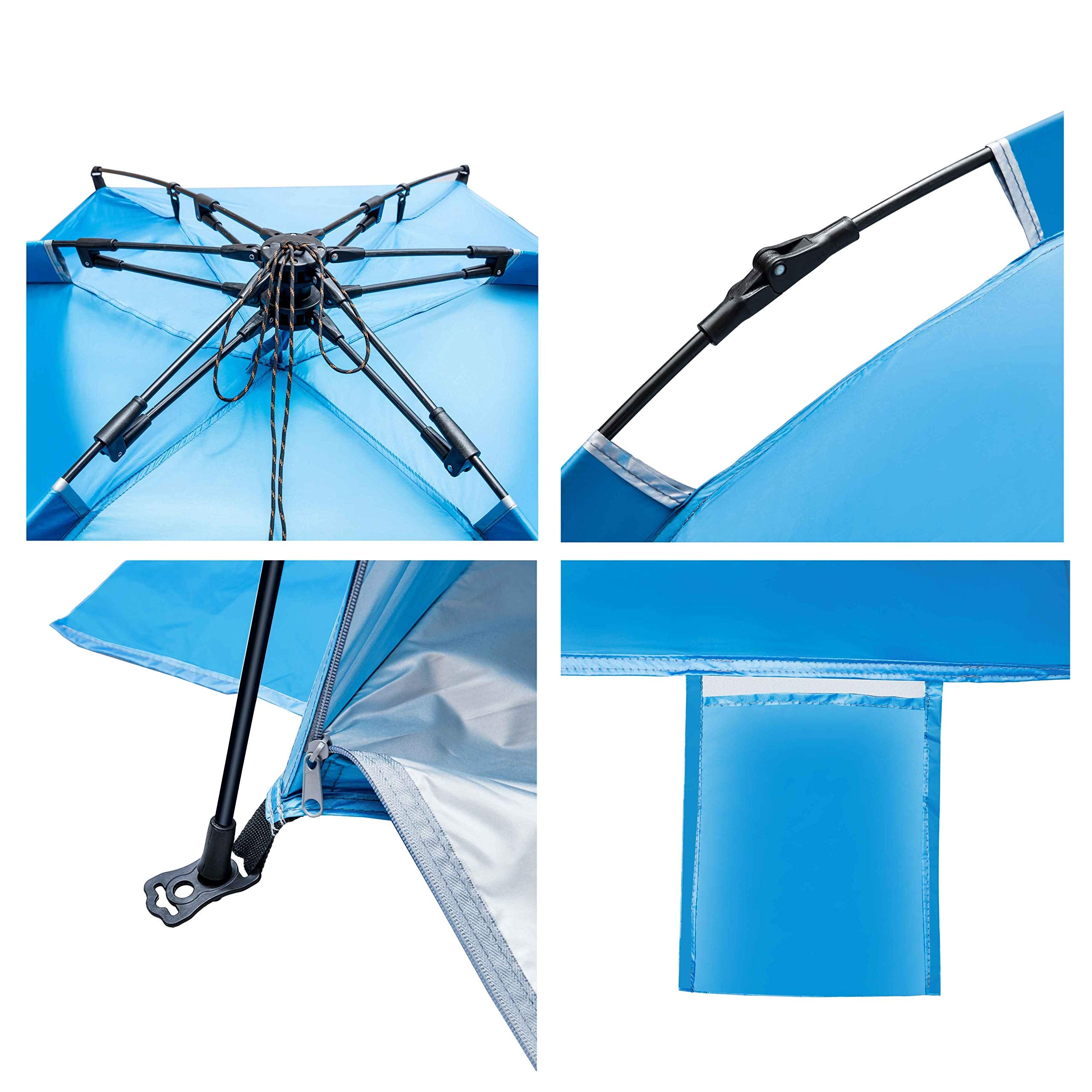 Beach Tent-Outdoors Easy Up Cabana Tent Sun Shelter Beach Umbrella, Deluxe Large For 4 Person Blue