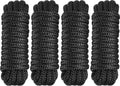 PACTHSD 4 Pack Dock Lines 3/8 x 15 - Marine Grade Nylon Boat Ropes with 12 Eyelet for Docking and Mooring - Double Braided Boat