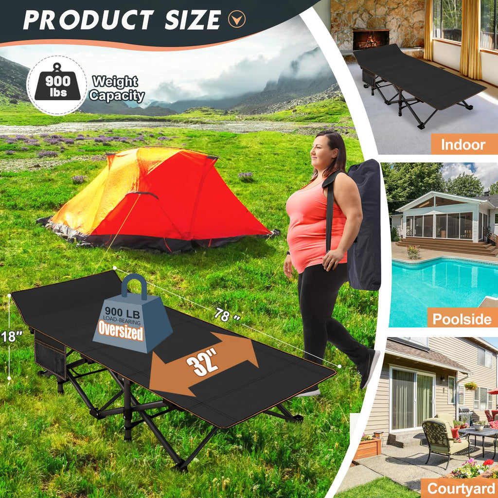 Mophoto Oversized Folding Camping Cot For Adults, 78 X 32 Xxl Heavy Duty Sleeping Cots For Adults Portable Sleeping Bed Outdoor