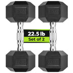 Hex Dumbbell Rubber Encased Dumbbell Strength Training Hex Dumbbell, Hand Weight For Workout & Exercise/Pair Of 22.5Lb