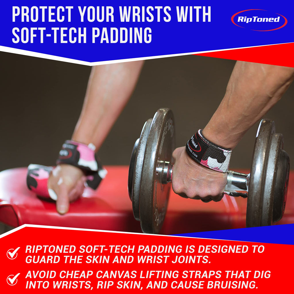 Rip Toned Lifting Straps For Weightlifting - Long 23 Inch Deadlifting Straps Lifting Wrist Straps For Men & Women With Protectio