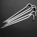 Tent Pegs - 12Pcs Aluminium Tent Stakes Pegs With Hook - 7 Hexagon Rod Stakes Nail Spike Garden Camping Pegs For Pitching Campin