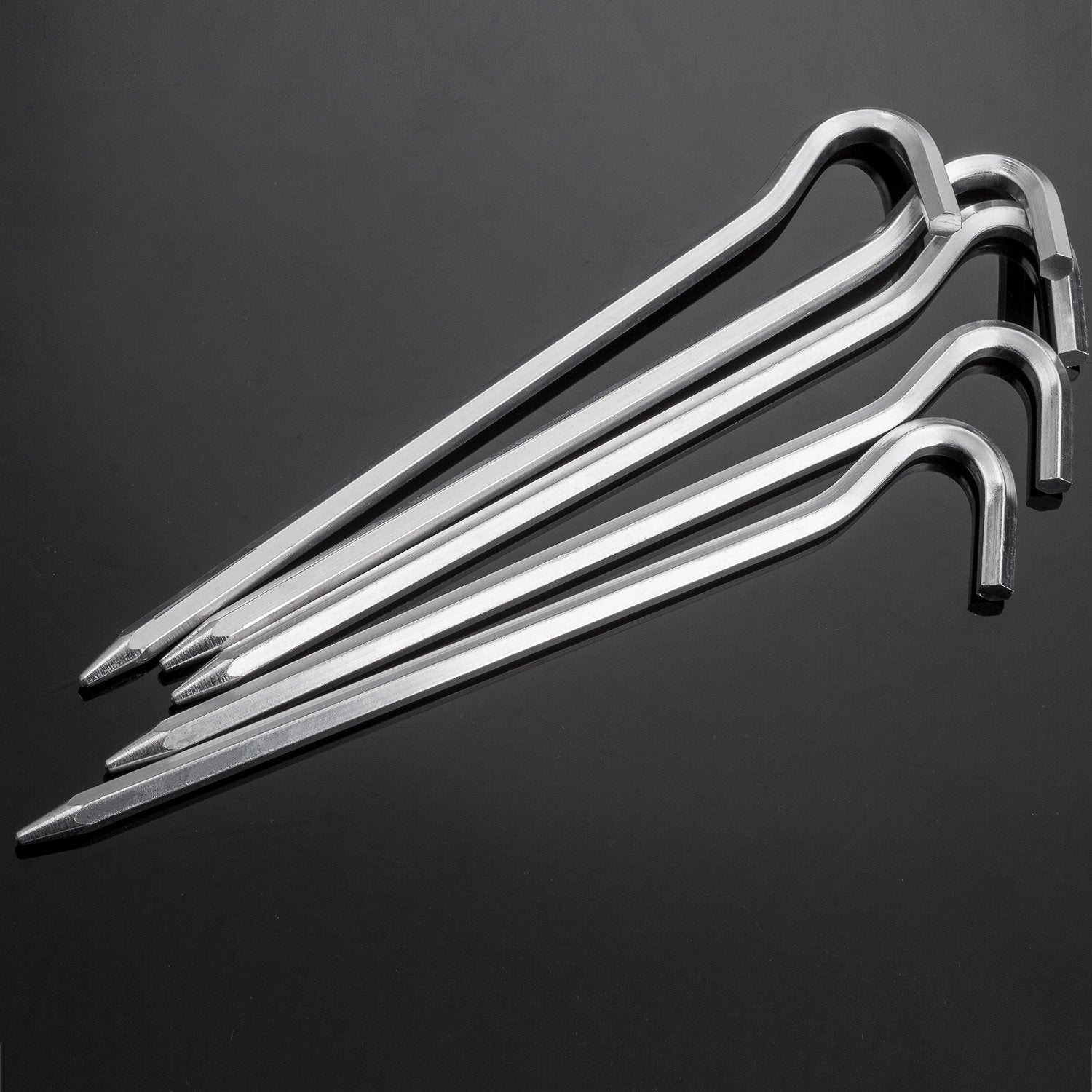 Tent Pegs - 12Pcs Aluminium Tent Stakes Pegs With Hook - 7 Hexagon Rod Stakes Nail Spike Garden Camping Pegs For Pitching Campin