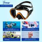 Seavenger Diving Dry Top Snorkel Set With Trek Fin, Single Lens Mask And Gear Bag, S/M - Size 4.5 To 8.5, Gray/Lavender