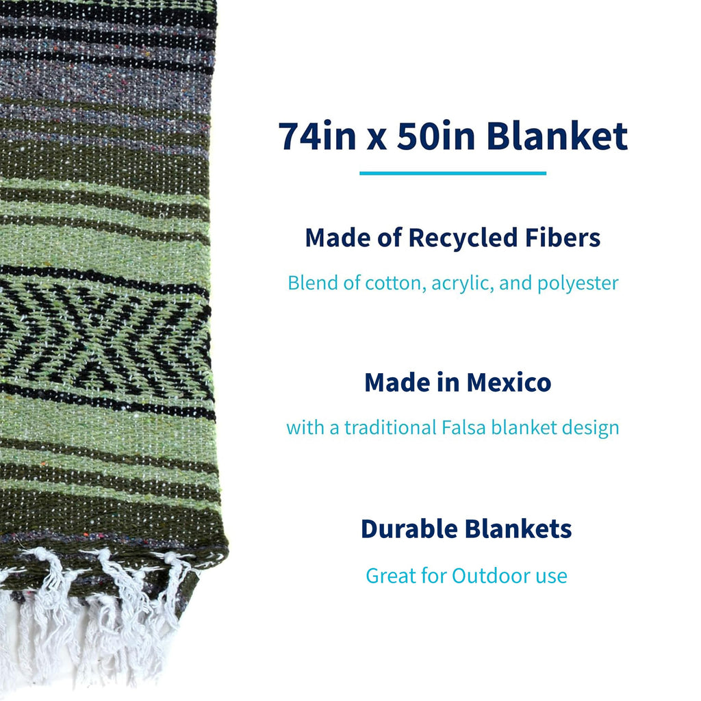 La Montana Mexican Blankets And Throws, 10 Pack, 74X50 - Made In Mexico, Lightweight Yoga Blanket For Schools, Studios, Outdoors