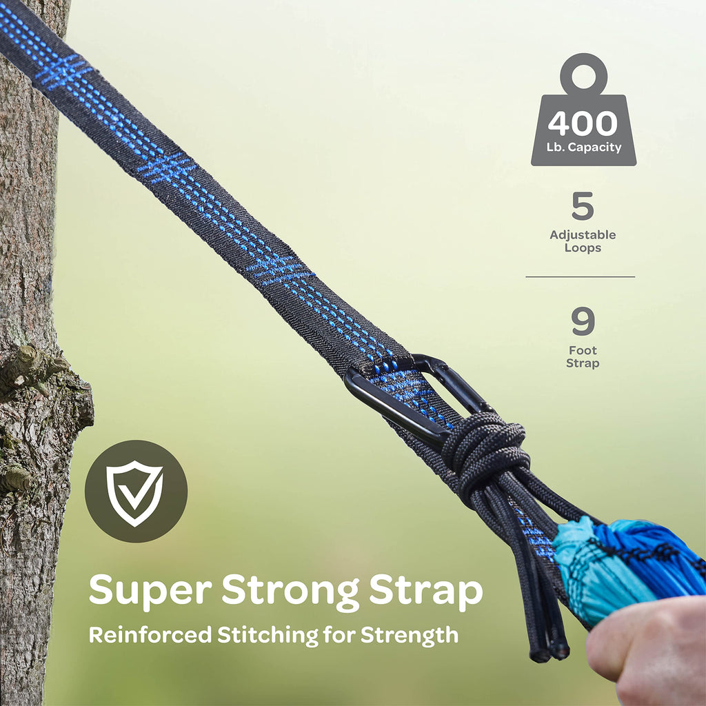 Durable Hammock 400 Lb Capacity - Lightweight Nylon Camping Hammock Chair - Double Or Single Sizes W/ Tree Straps And Attached C