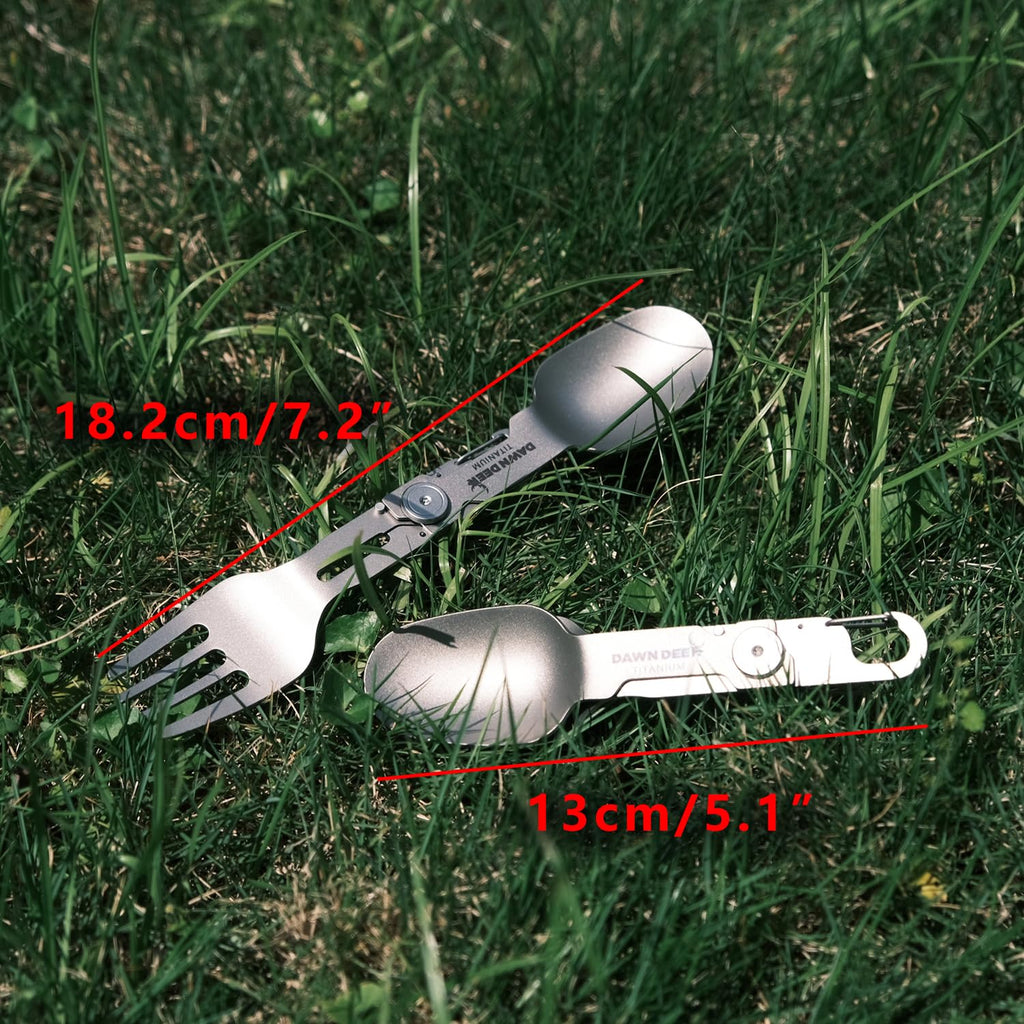 Dawn Deer Titanium Rotating Spork - 2-In-1 Folding Spoon And Fork For Camping, Hiking, Backpacking - Lightweight, Durable Travel