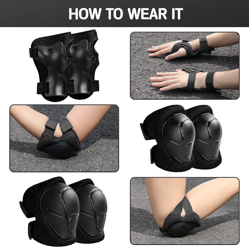 Kids Protective Gear Set Wemfg Knee Pads For Kids 7-13 Years Toddler Knee And Elbow Pads With Wrist Guards 3 In 1 For Skating Cy