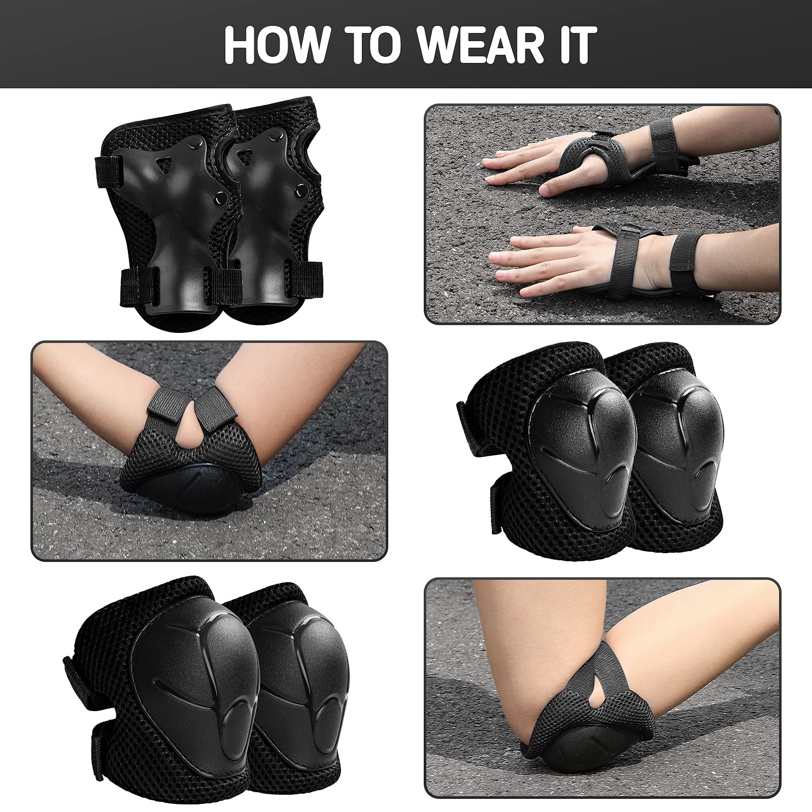Wemfg Kids Protective Gear Set Knee Pads For Kids 3-14 Years Toddler Knee And Elbow Pads With Wrist Guards 3 In 1 For Skating Cy