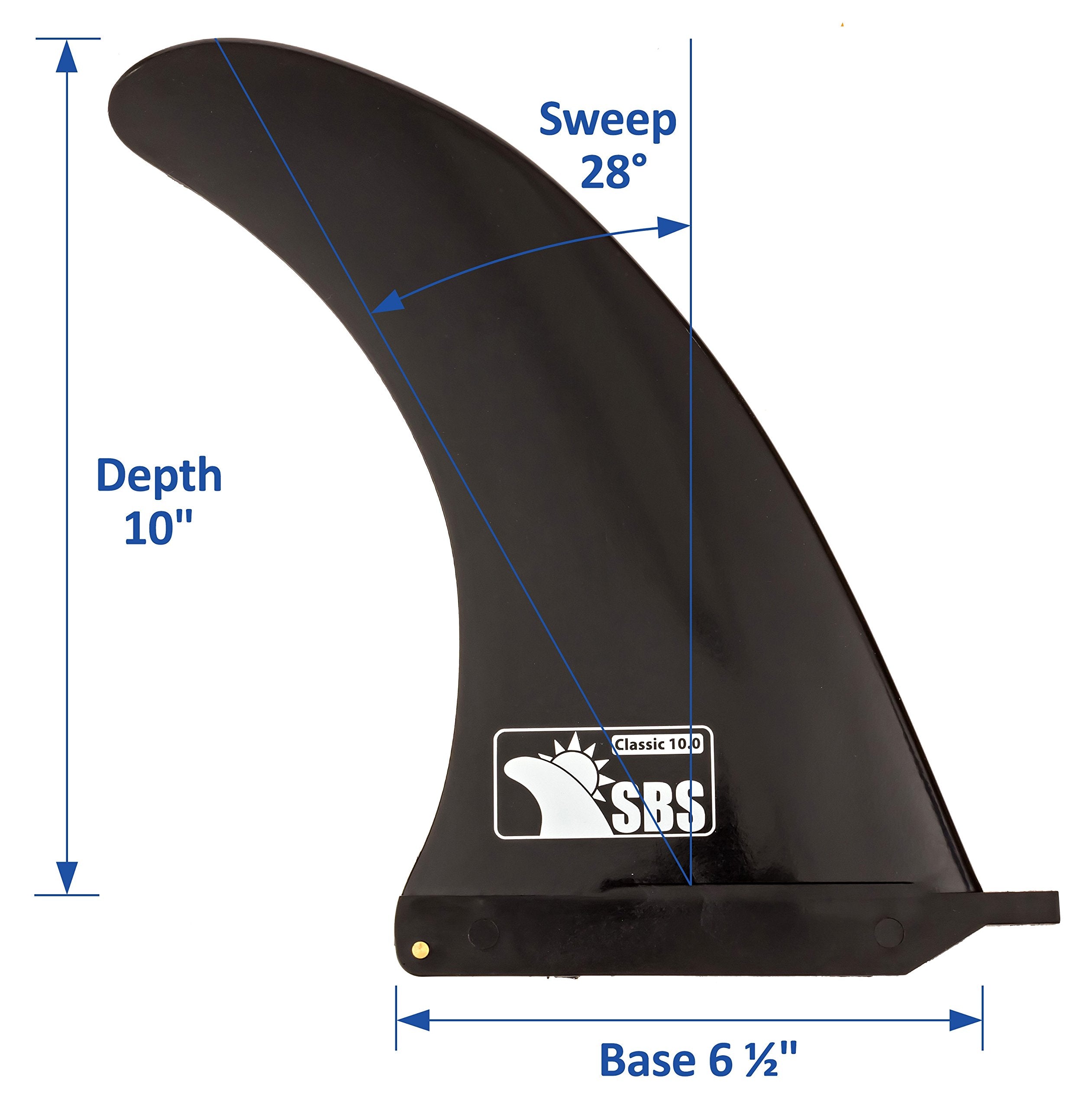 Sbs 10'' Surf & Sup Fin - Free No Tool Fin Screw - 10 Inch Center Fin For Longboard, Surfboard & Paddleboard