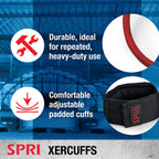 Spri Xercuff Leg Resistance Band Exercise Cord With Non-Slip Padded Ankle Cuffs, Blue, Heavy