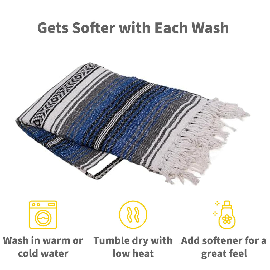 Sunshine Yoga Mexican Authentic Falsa Blanket, 10 Pack, 72 X 48 Inches, Breathable, Heavy Weight, Acrylic, Cotton, Polyester Ble
