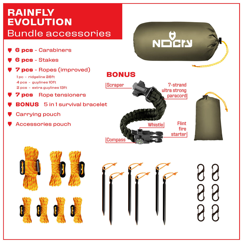 Rain Fly By Nocry 12X10 Lightweight Survival Camping Tarp; 100% Waterproof; Makes A Great Backpacking Tarp Or Hammock Shelter; C