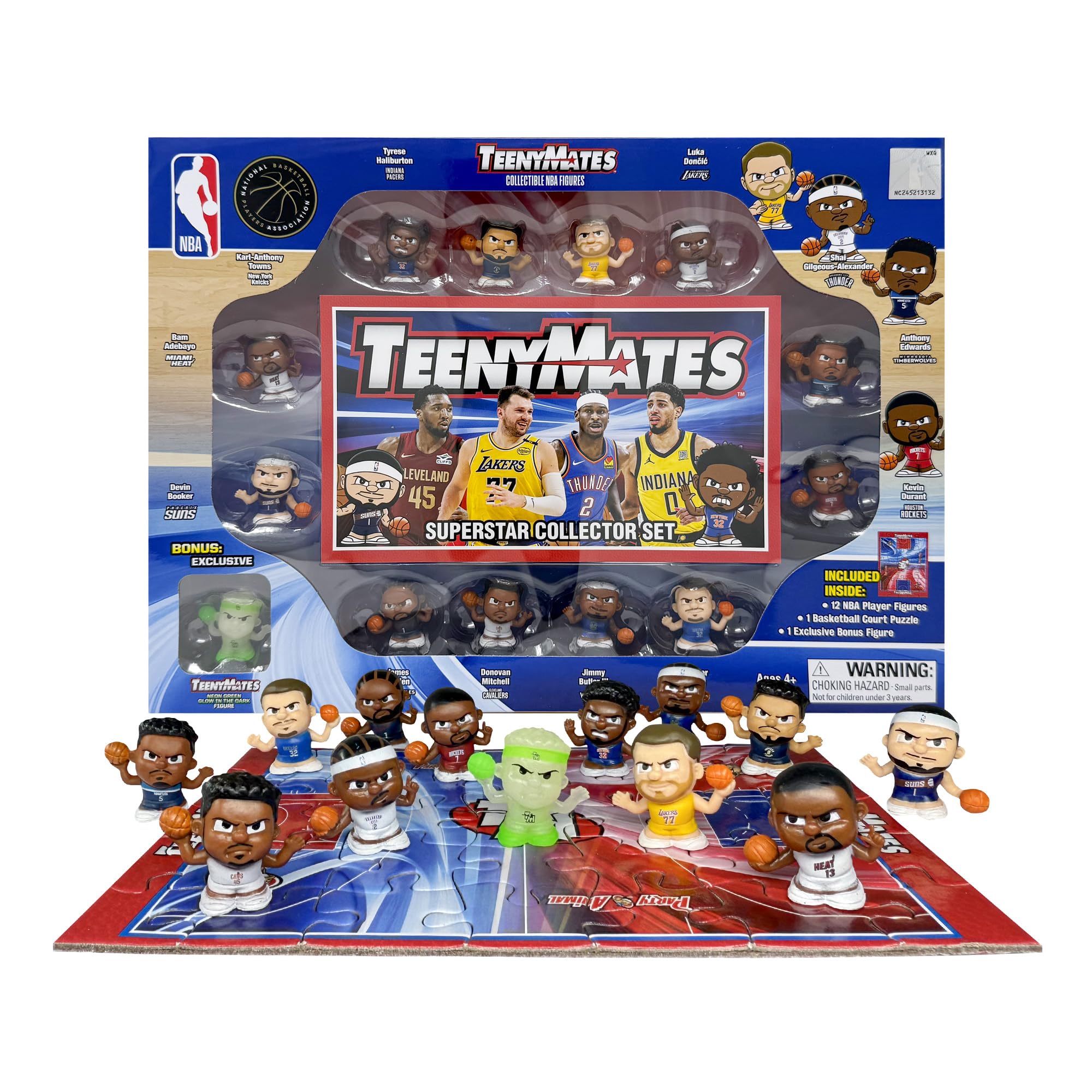 Party Animal TeenyMates NBA Basketball Action Figures Gift Set with Basketball Court Puzzle and 12 TeenyMates Figures