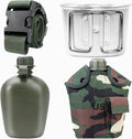1 Quart Canteen Kit Portable Canteen Hydration Canteens Water Bottle With Reinforced Nylon Bottle Pouch Cover Bag,Aluminum Cup A