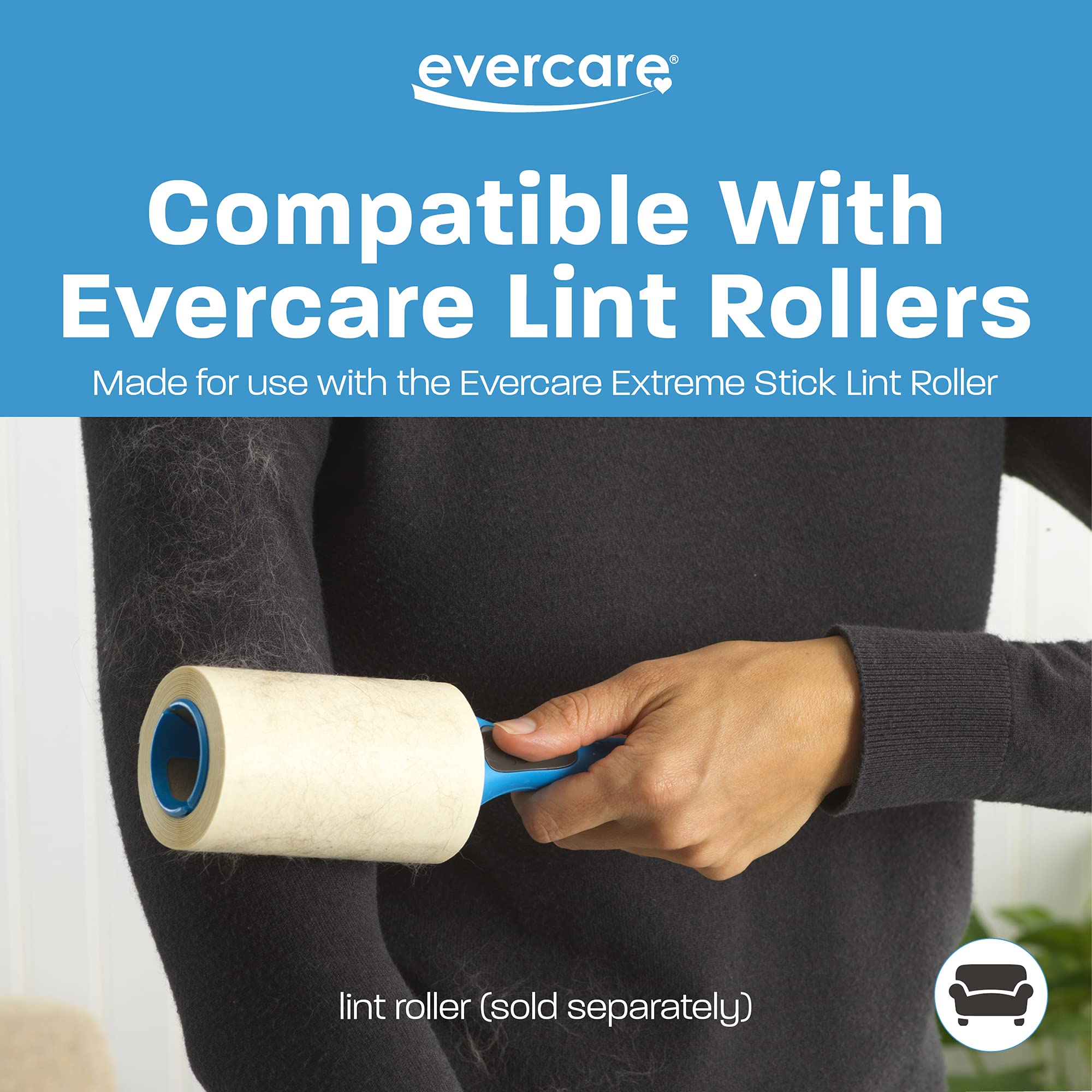 Evercare Home Lint Roller 70 Layer Giant Straight Handle, Sheet, Blue