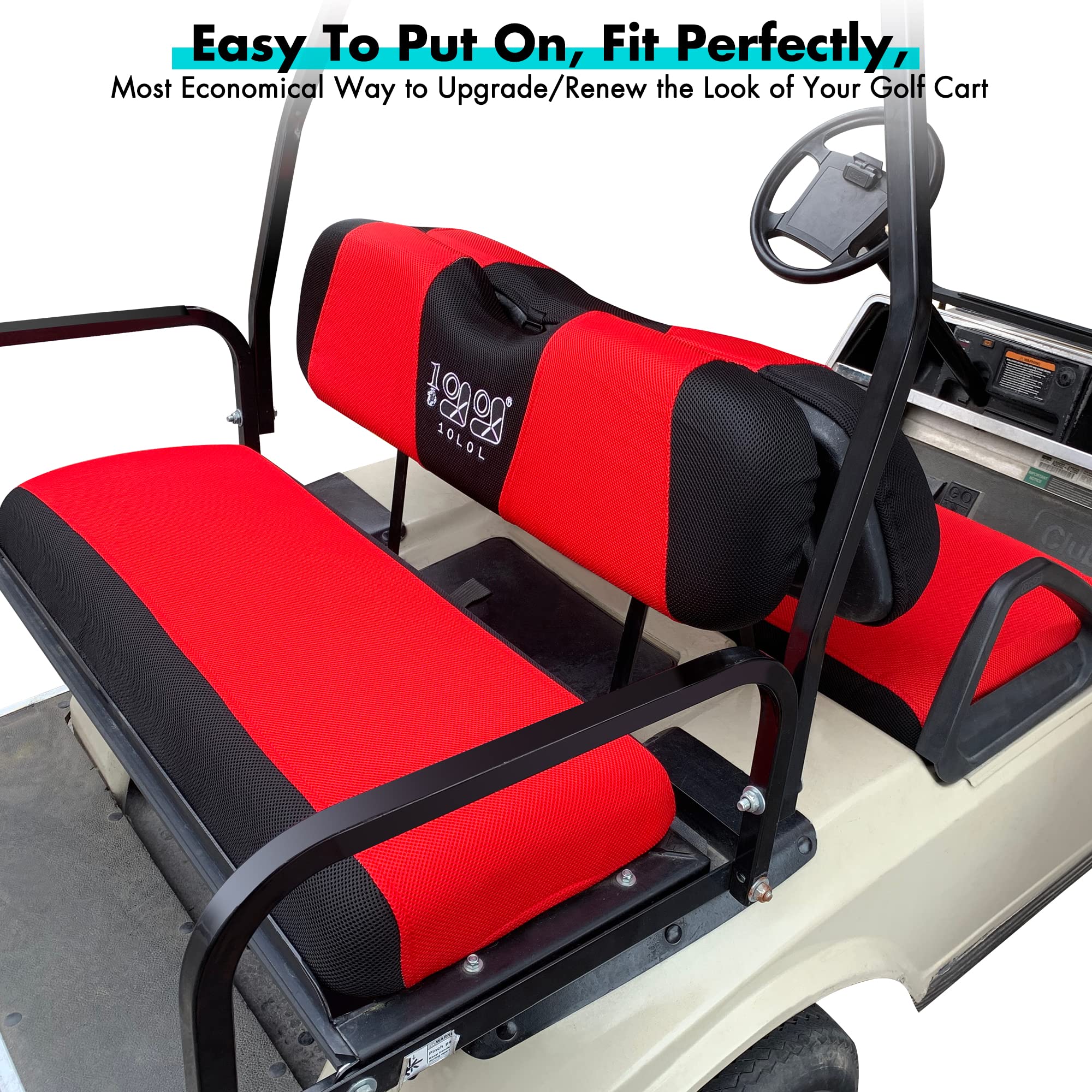 10L0L Golf Cart Front With Rear Seat Cover Set For Ezgo Txt Rxv & Club Car Ds 4 Passenger Models Bench Seat Covers Kit Breathabl
