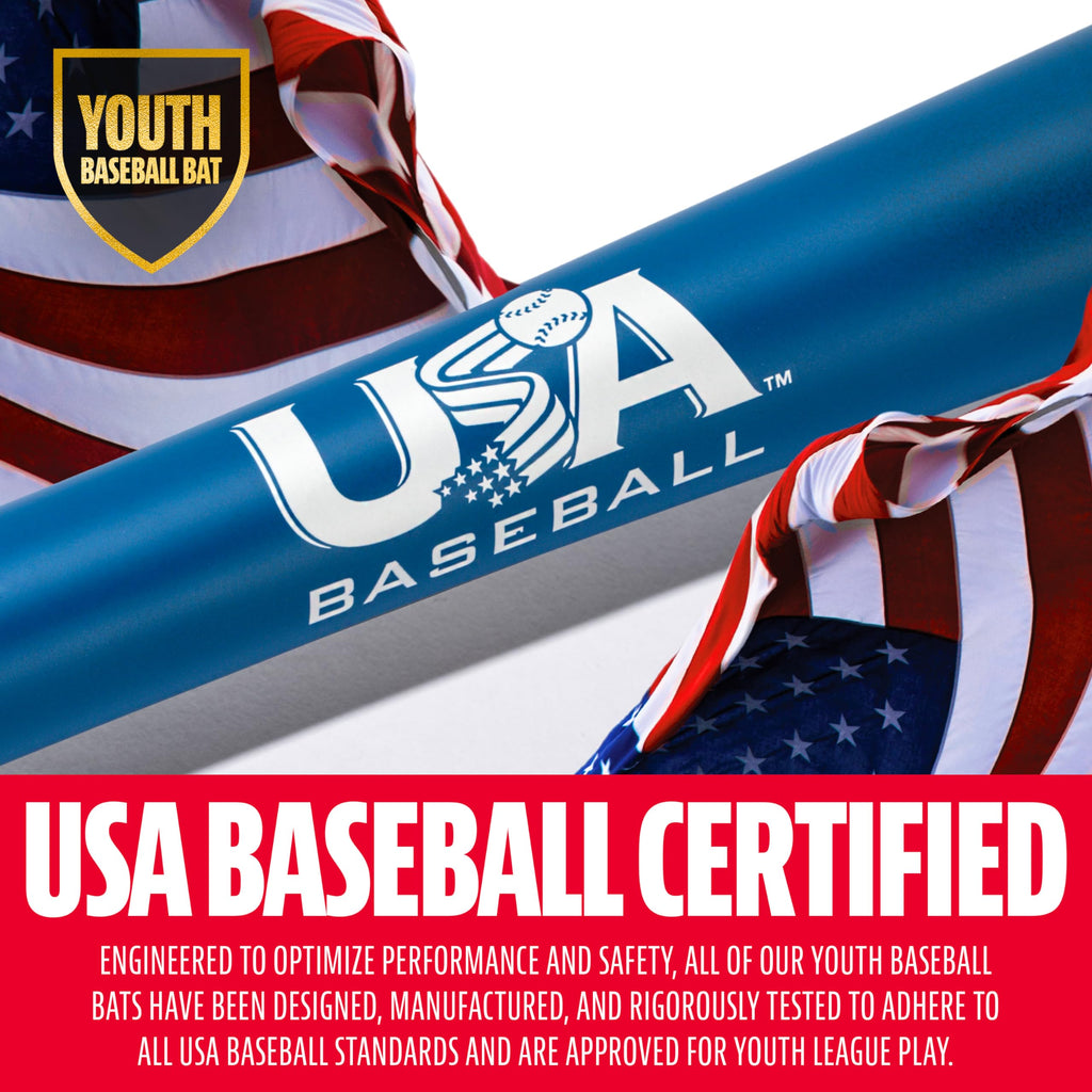 Franklin Sports Metal Youth Baseball Bat - Heist Kids Bats For Ages 8-12 - 2 5/8'' Inch Big Barrel - Youth Drop -10 Aluminum Bat