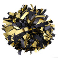 Metallic Cheerleader Cheerleading Pom Poms 6 inch 1 Pair (Gold-Black)