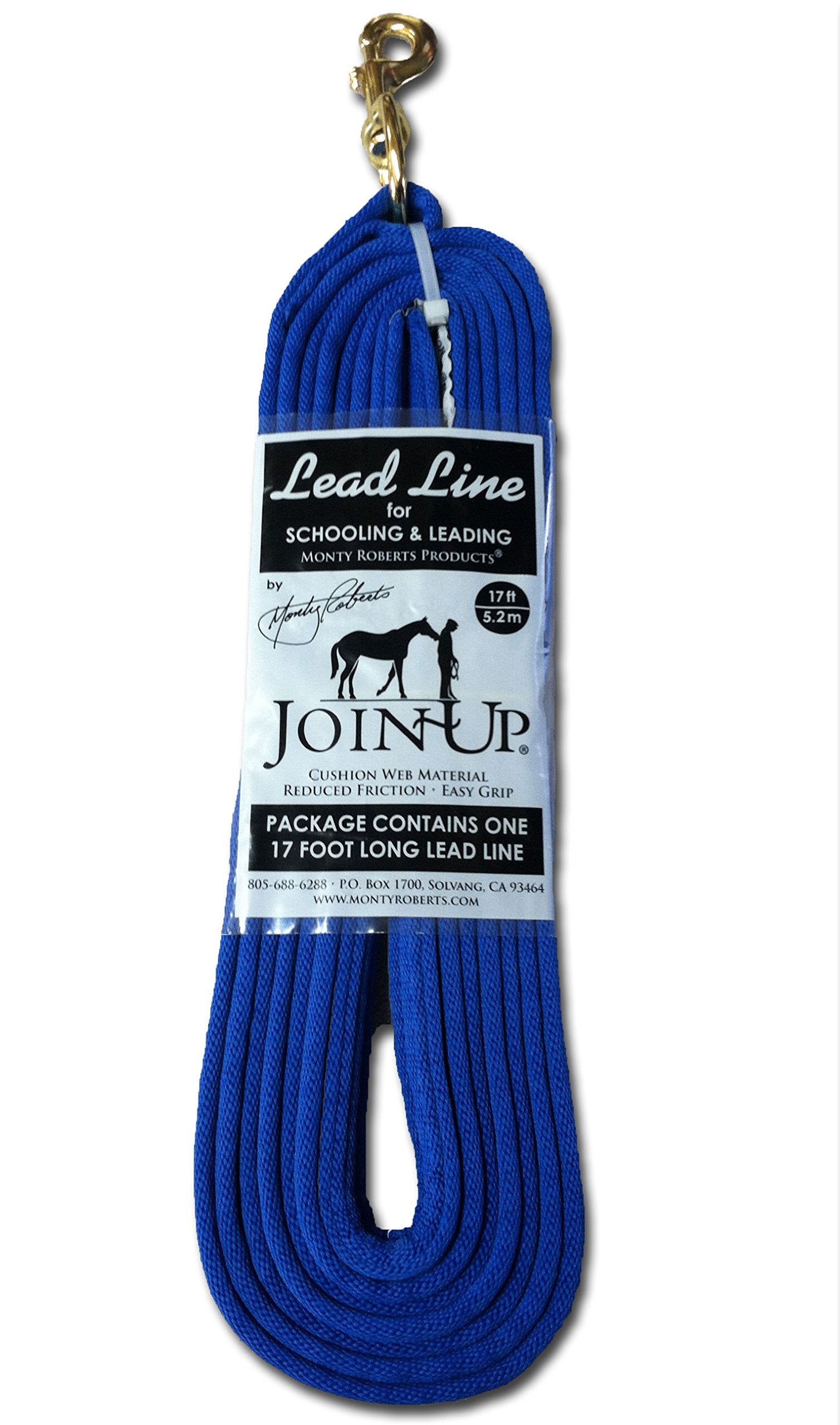 Monty Roberts 17ft Blue Lead Line Rope - Durable Soft Nylon, Comfortable Grip for Horse Training, Groundwork, and Trail Riding -