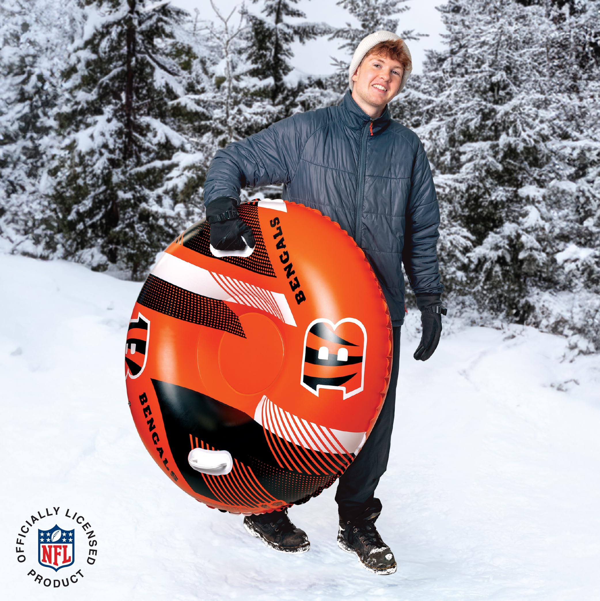 Nfl Snow Tube, Heavy Duty Inflatable Sled For Tubing, Fun Winter Toys For Kids & Adults, Football Gifts For Boys - Cincinnati Be