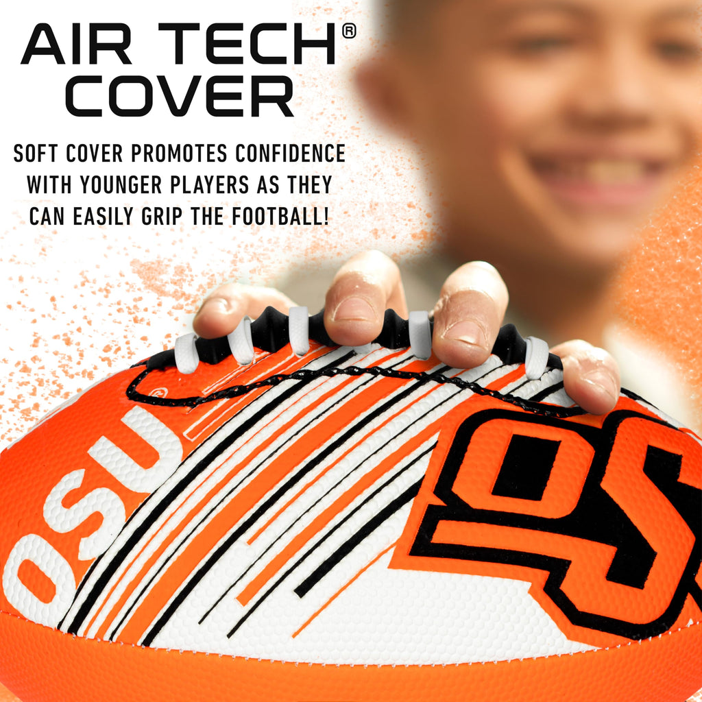 Franklin Sports Oklahoma St. Cowboys Foam Football - Youth Mini Football For Kids - 8.5'' Junior Soft Foam Ball - Spacelace Easy