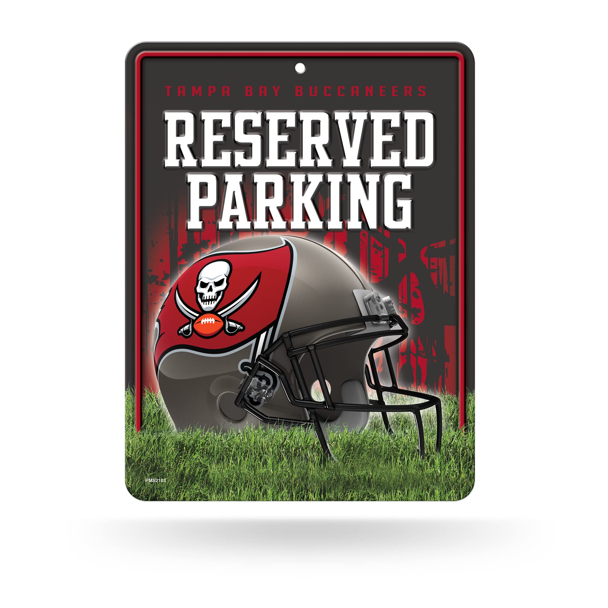 Rico Industries NFL Football Tampa Bay Buccaneers 8.5 x 11 Carbon Fiber Metal Parking Sign - Great for Man Cave, Bed Room, Offic