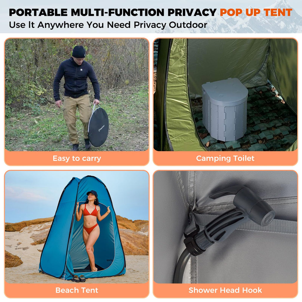 Kingcamp Pop Up Shower Tent, Waterproof & Easy Setup Changing Room Portable Toilet Tent With Carry Bag For Beach, Camping & Hiki