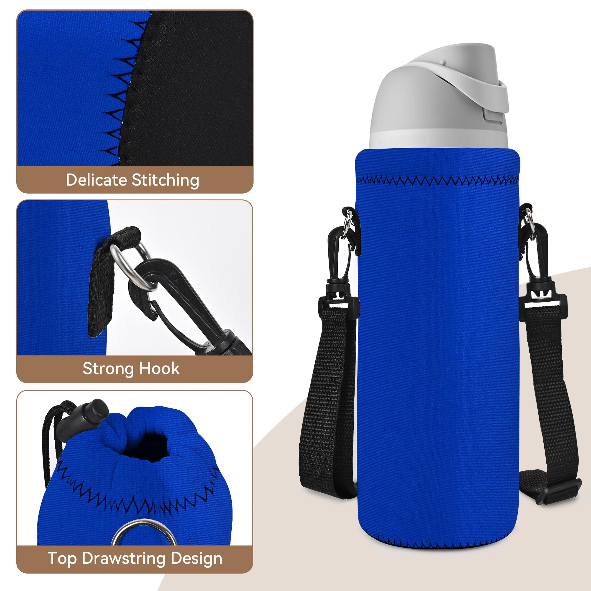 Aupet Water Bottle Sling Carrier,Insulated Water Bottle Holder Bag Case Pouch For Boys Girls 500Ml Adjustable Shoulder Strap, Gr
