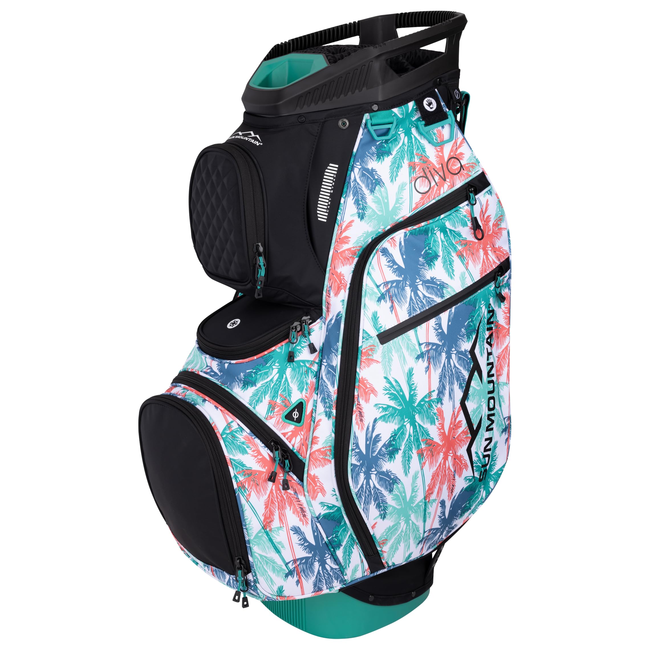 Sun Mountain Womens Diva Lightweight Cart Golf Bag, 14-Way Top, 2025 Model, Black Palm