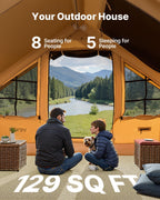 Vevor Inflatable Tents For Camping, 5-8 Person Easy Setup Blow Up Tent With Hand Pump, Luxury Glamping Tent With 2 Skylights, Ca