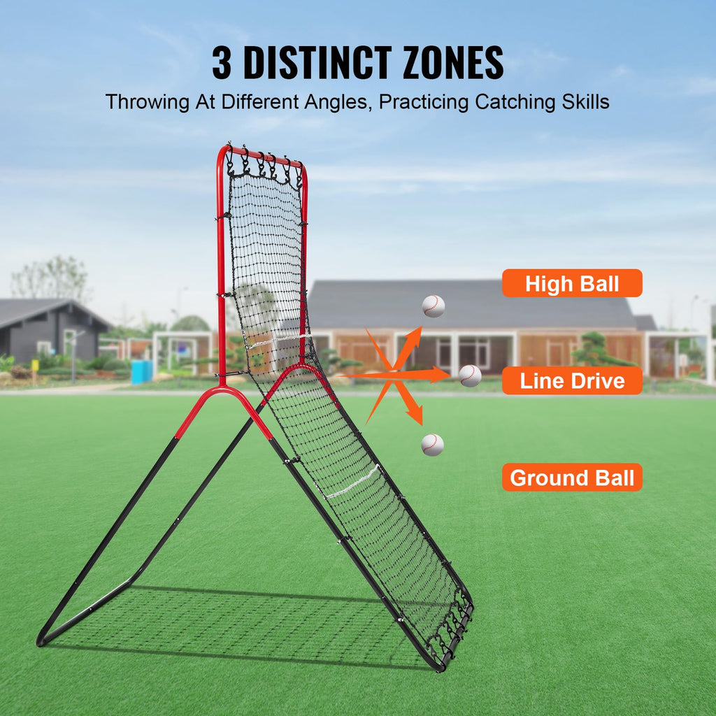 Vevor Baseball And Softball Rebounder, 3 X 4.5 Ft Pitchback Pitching Nest, 3-Way Pitchback Net, Fielding Trainer, Bounce Back Ne