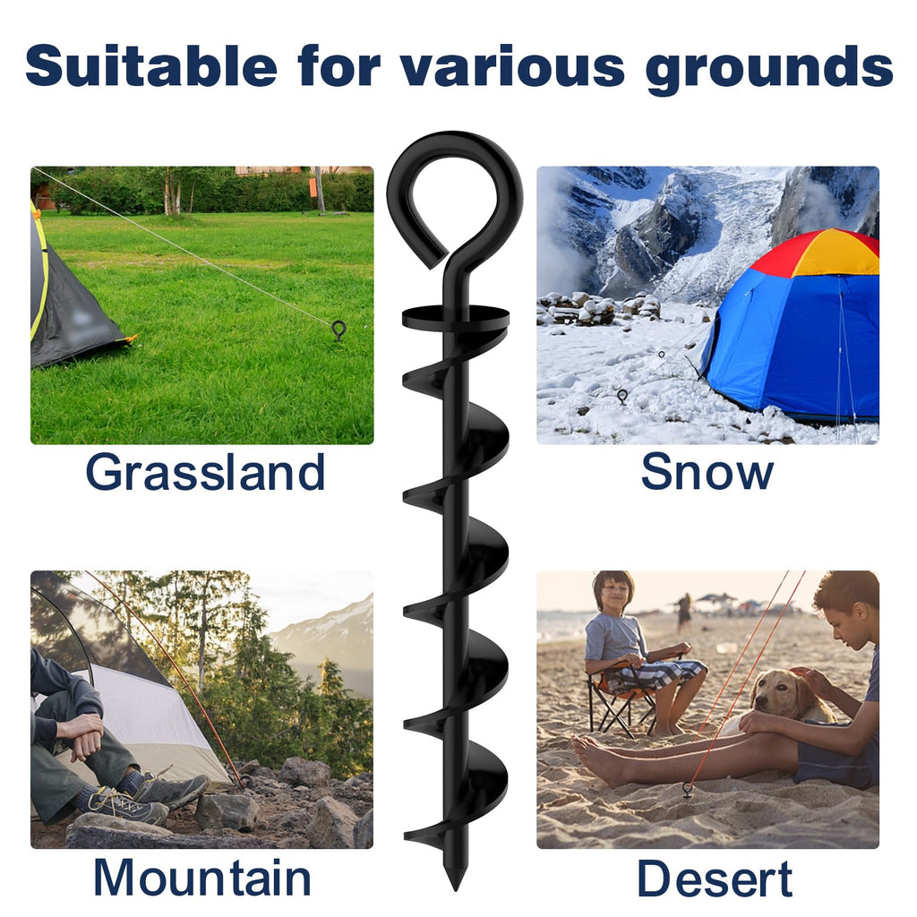 Eurmax Usa Canopy Tent Stakes Dog Tie Out Stakes Corkscrew Shape Steel Trampoline Stakes With Iron Rod Installation Tool & 4 Win