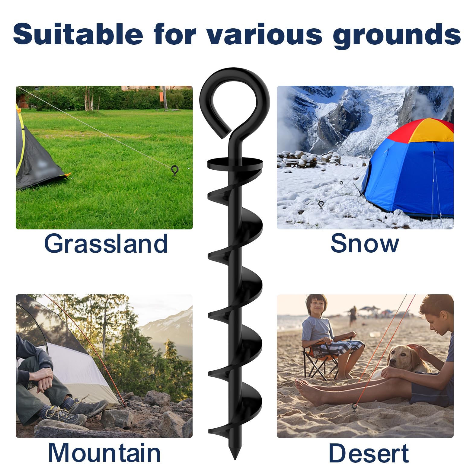Eurmax Usa Canopy Tent Stakes Dog Tie Out Stakes Corkscrew Shape Steel Trampoline Stakes With Iron Rod Installation Tool & 4 Win