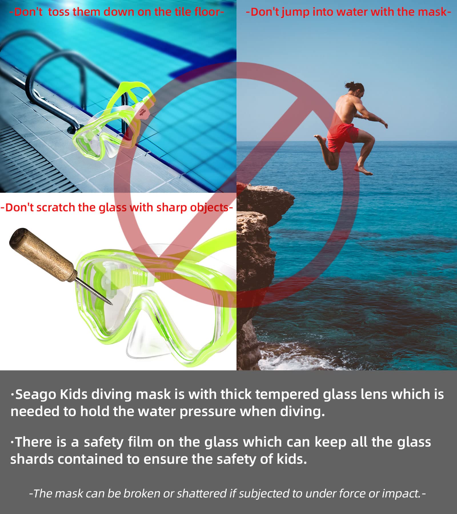 Kids Swim Goggles Snorkel Mask Diving Scuba Mask Snorkeling Goggles For Kids Boys Girls Youth, Anti-Fog 180 Clear View Kids Pool