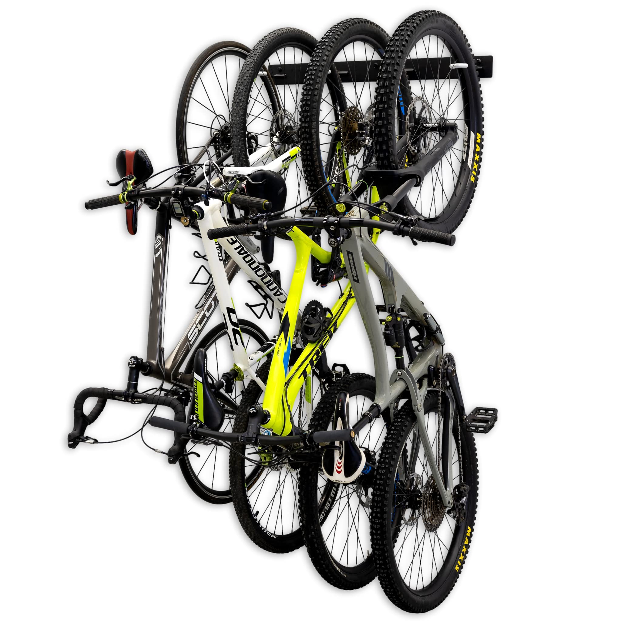 4 Bike Rack For Garage - Solid Steel Extra Heavy Duty Blat Bike Rack - Garage Wall Mounted Bicycle Storage