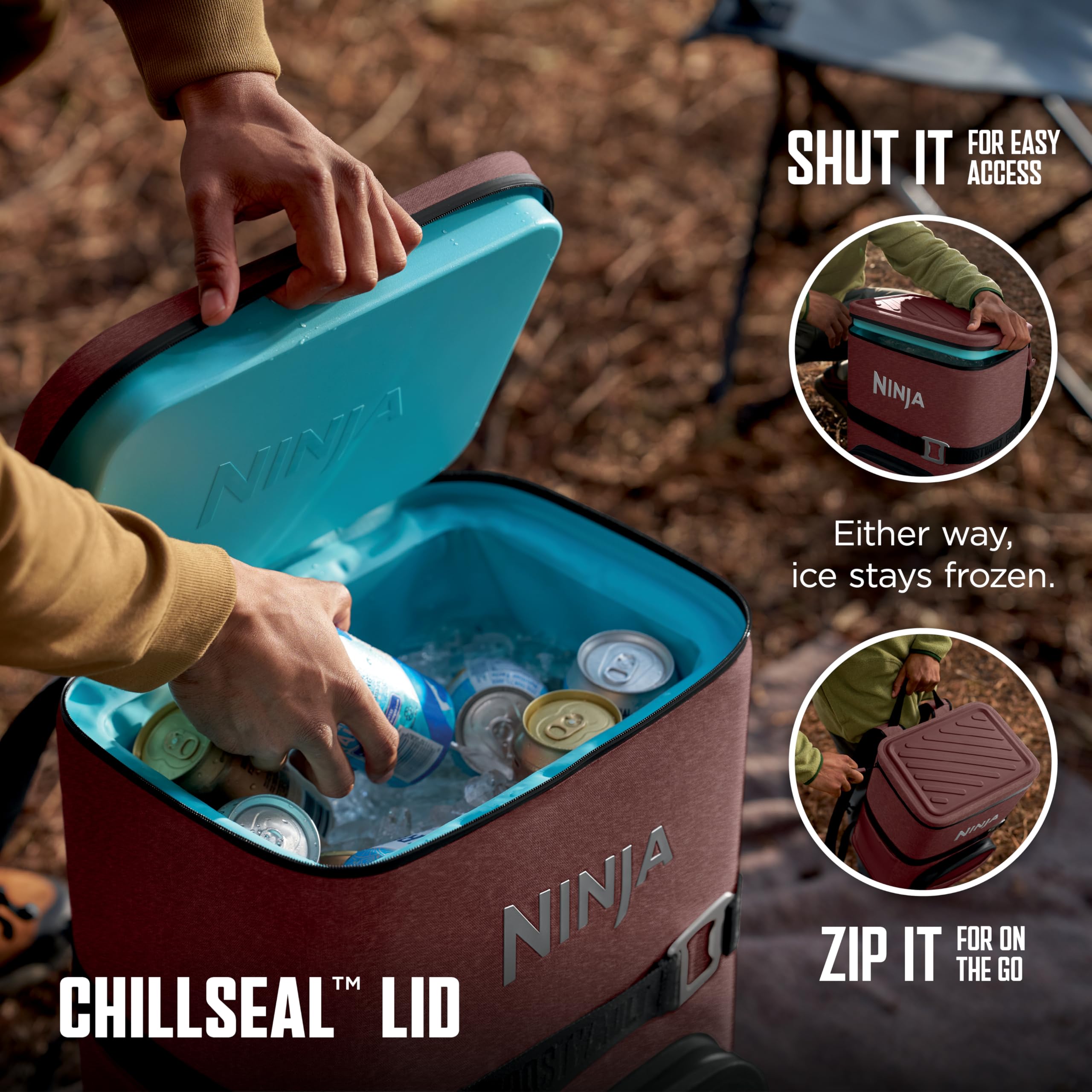 Ninja | Backpack Cooler | Frostvault Go 36 Can Soft Cooler | Leakproof Zipper With Built In Can Opener, 2 Ice Packs & Dry Storag