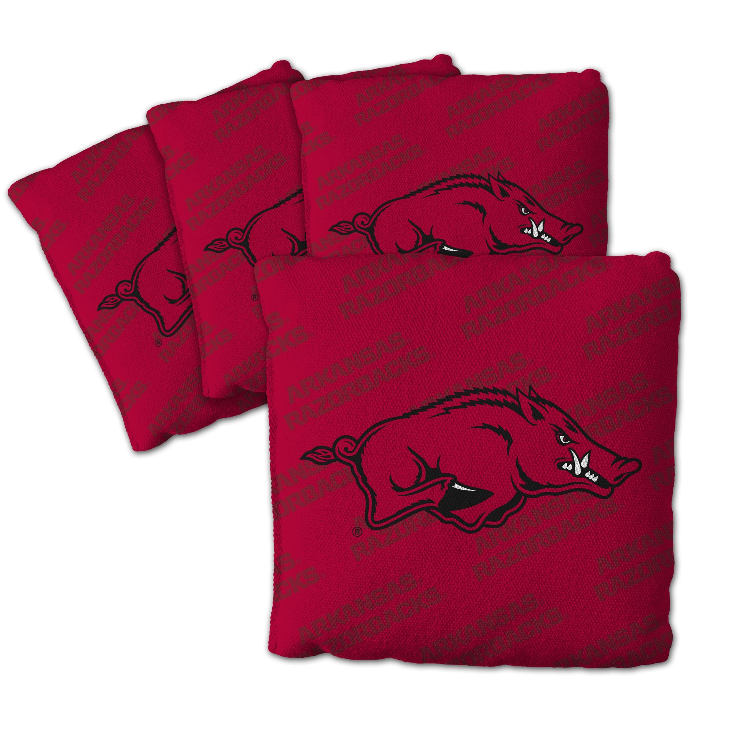 YouTheFan Officially-Licensed NCAA Arkansas Razorbacks Set of 4 Cornhole Bags - All Weather Regulation 6    x 6    Size - 16oz W