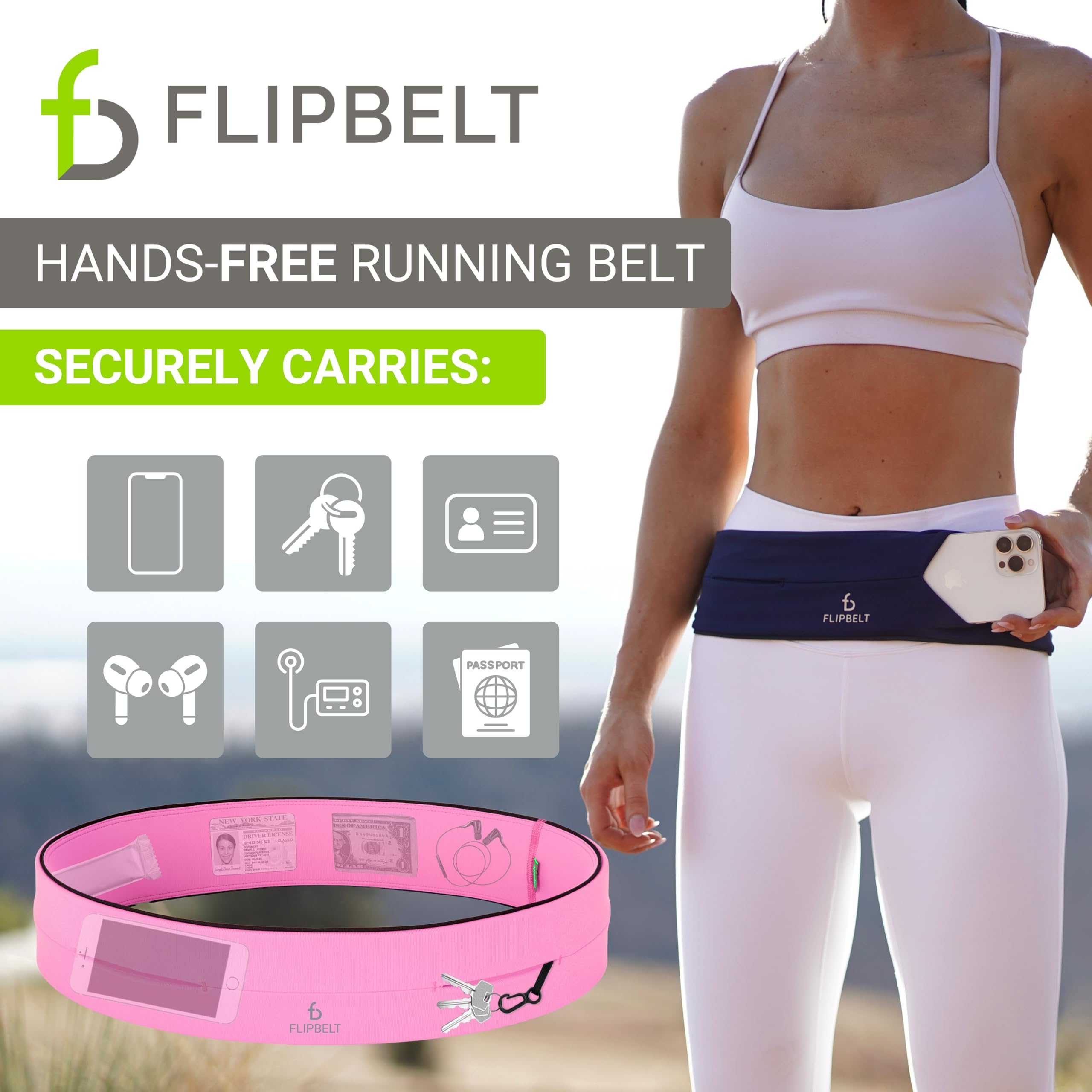 FlipBelt Classic Running Belt, Running Fanny Pack for Women and Men, USA Company - [Girly Pop Pink] - [Small]