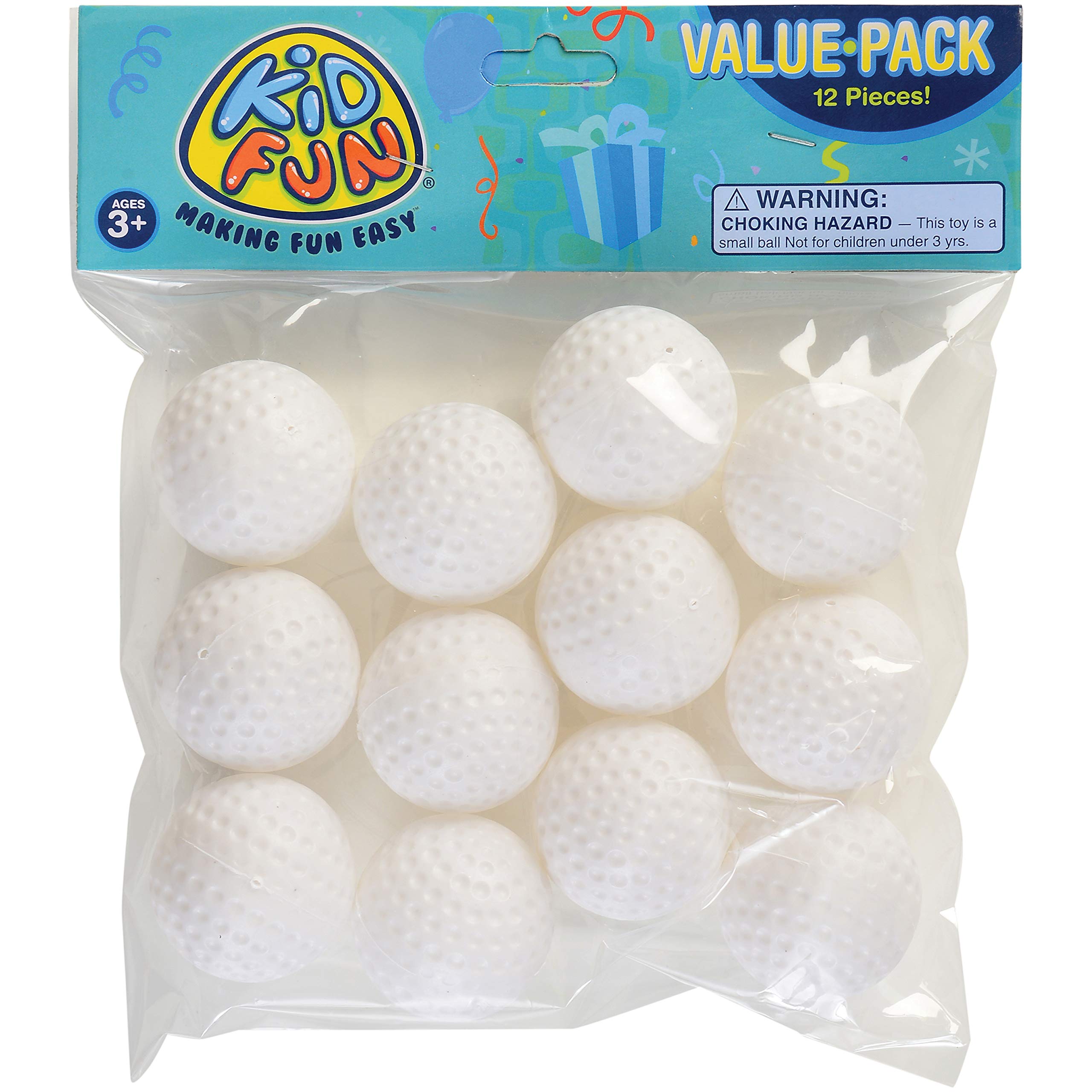 Quality Plastic Golf Balls, 12 Pack