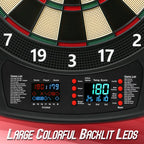 Electronic Dart Board, Soft Tip Dartboard Set 40 Games, 427 Variants Digital Electric Dart Boards With Colorful Led, 6 Darts, 10