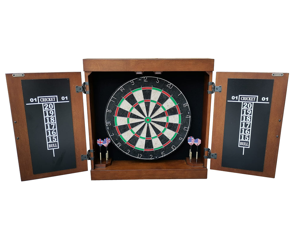 Hathaway Farmington Dartboard And Cabinet Set - Includes 18-In Dartboard, Steel-Tip Darts, Chalk Scoreboards - Perfect For Famil
