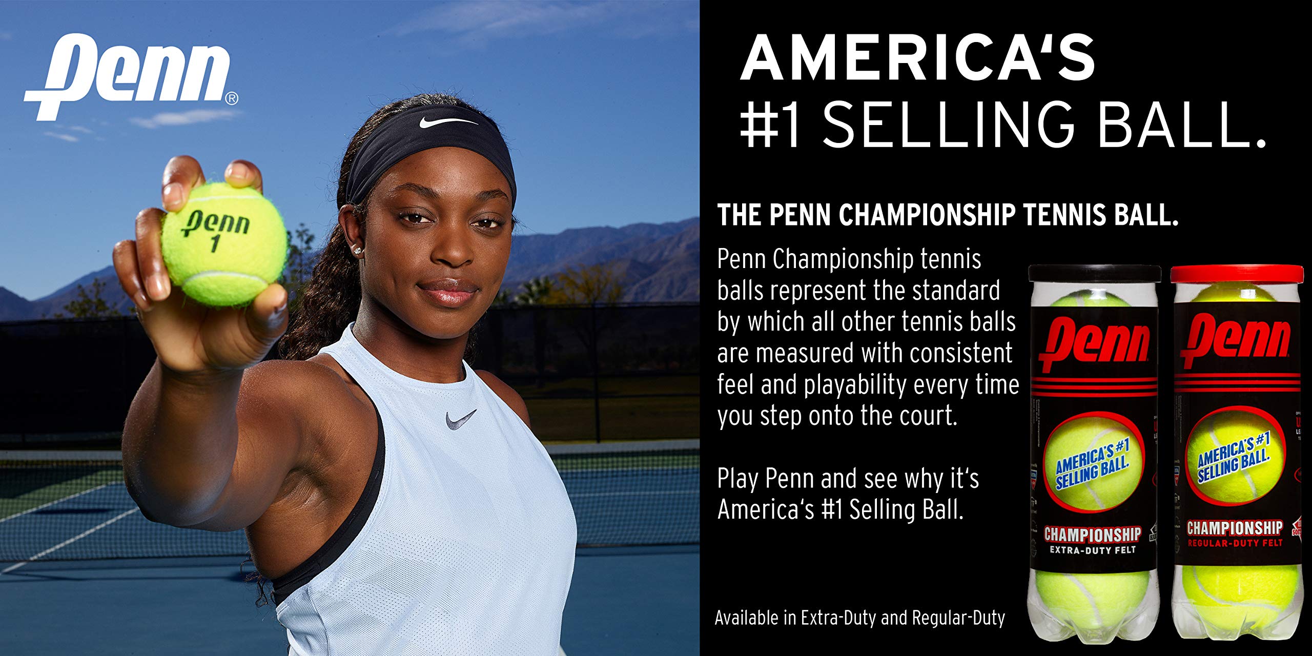Penn Championship- Regular Duty Felt Pressurized Tennis Balls - 1 Can, 3 Balls