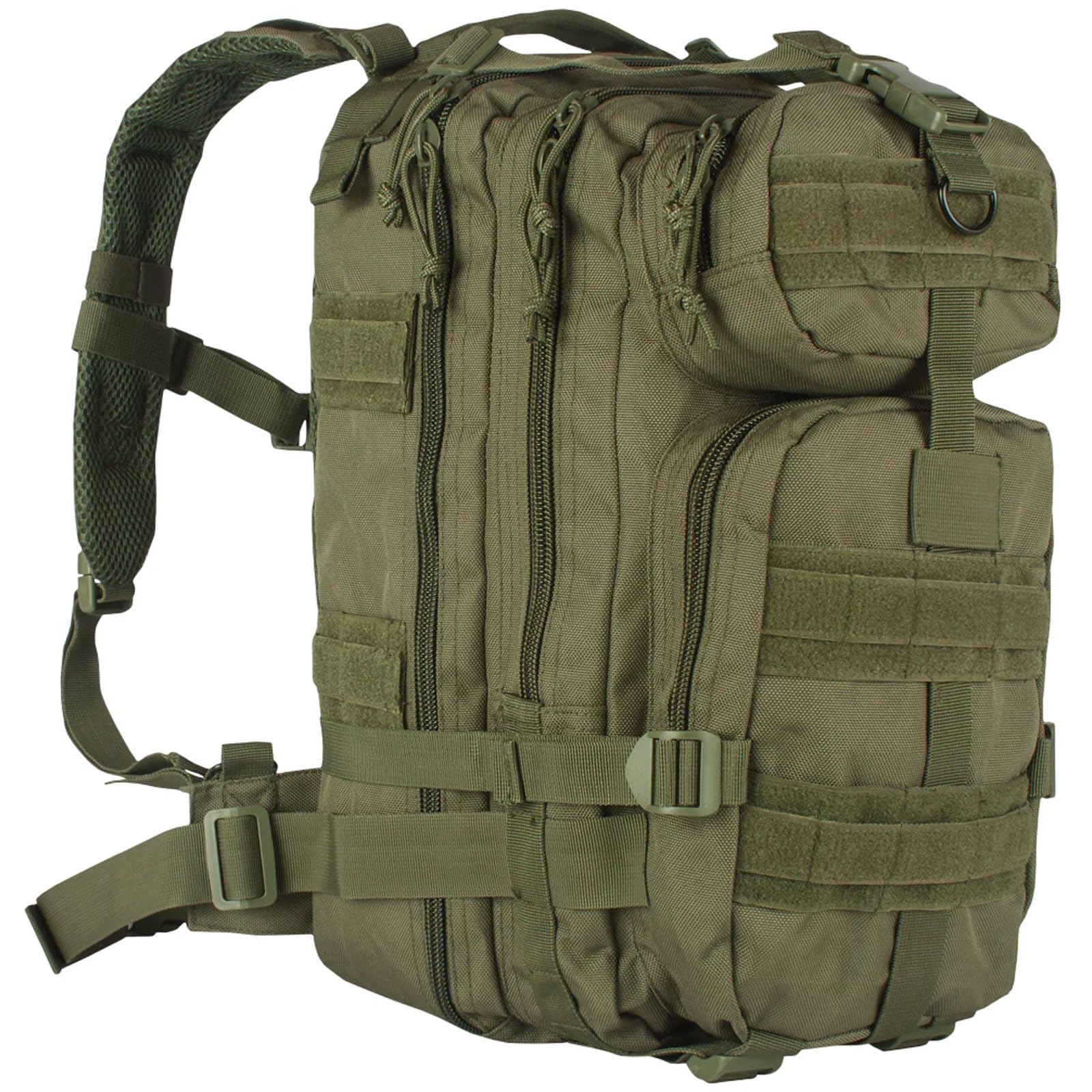 FOX OUTDOOR PRODUCTS Medium Transport Pack | 29L Tactical Backpack with Organizer Pockets, MOLLE Webbing & Hydration Sleeve, Oli